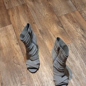 Sbicca Gray Heeled Boots with Ruched Design
